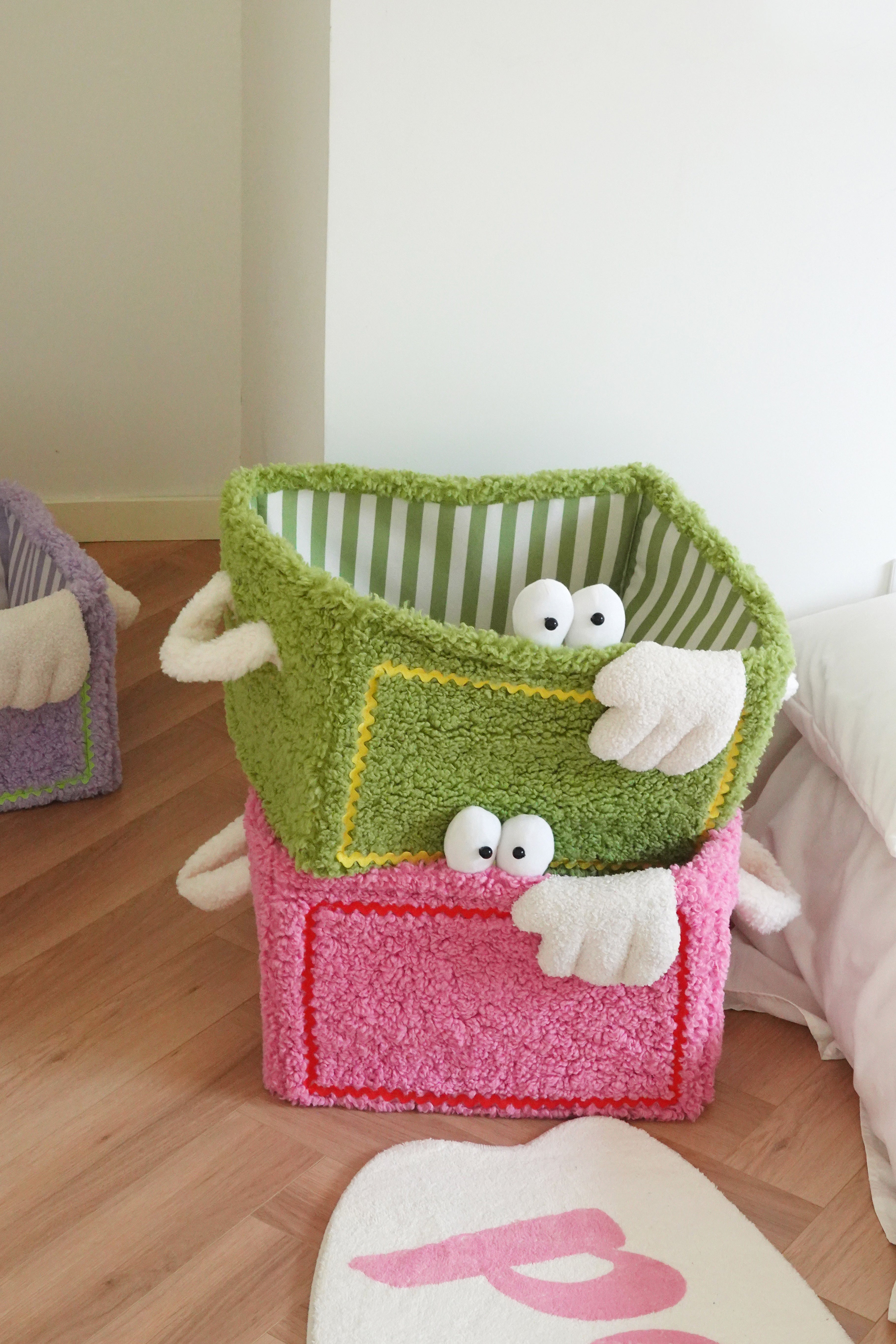 Pink Fluffy Monster Storage Basket