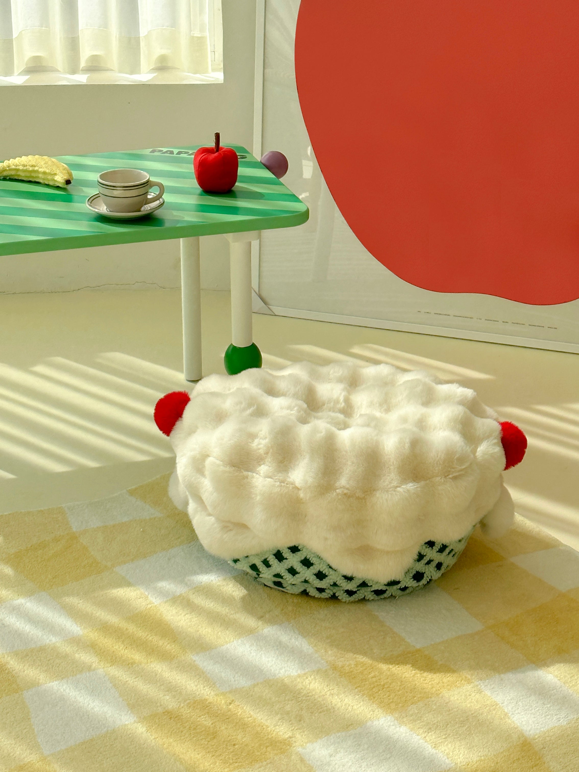 Cream Furry Bunny Stool