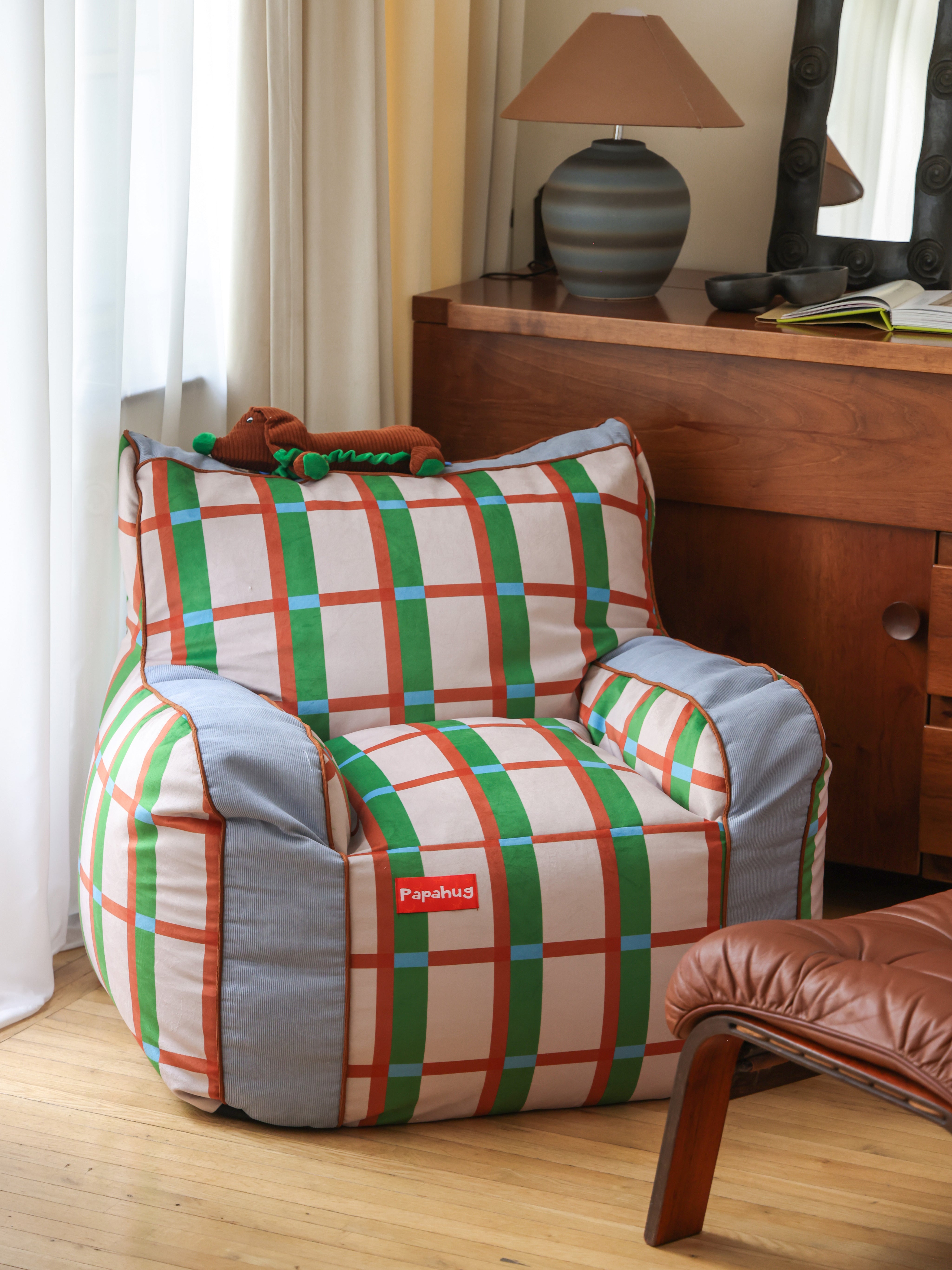 Retro Plaid Dachshund Sofa Bed