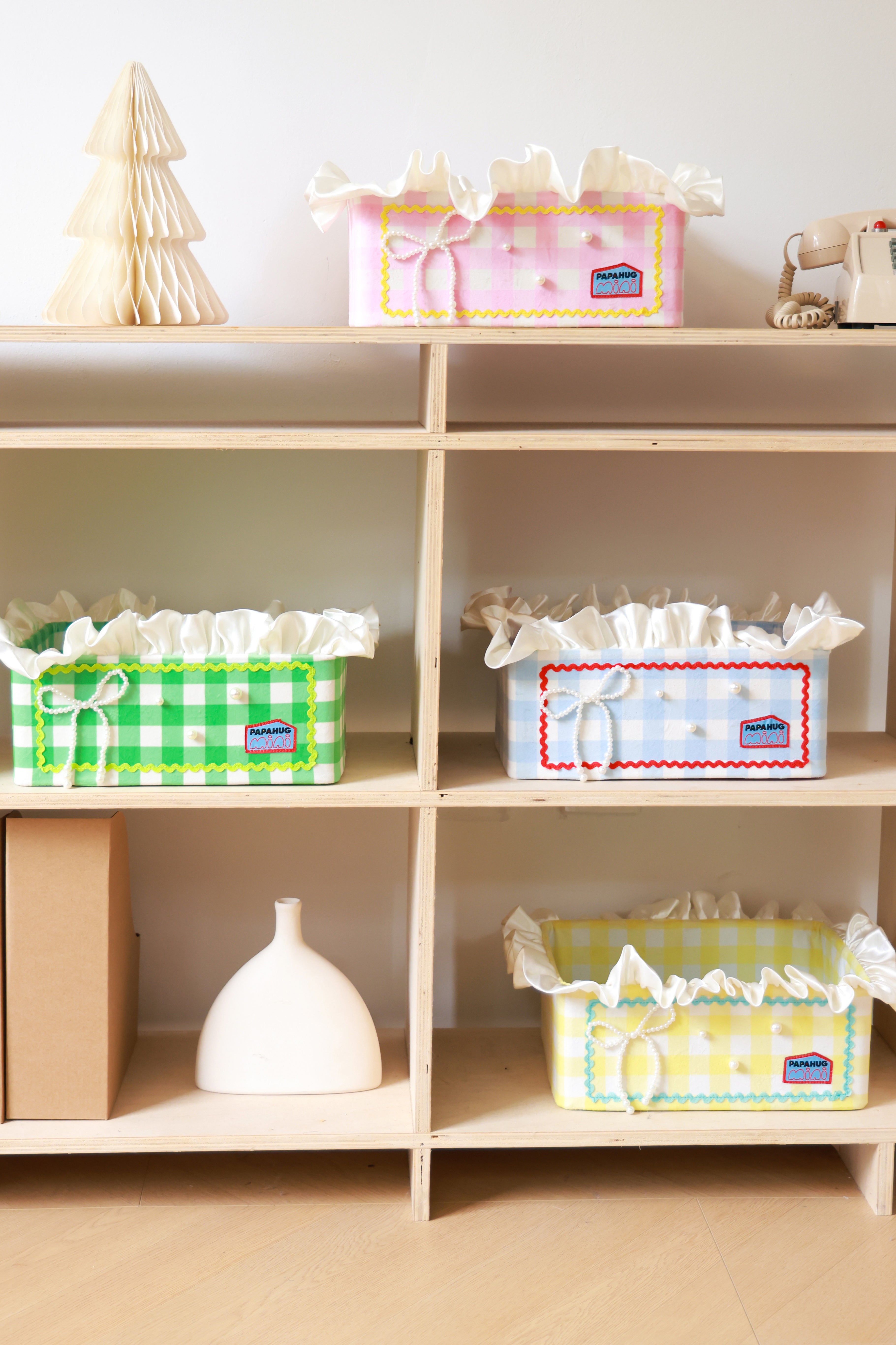 Plaid Storage Box with Ocean Theme Decor