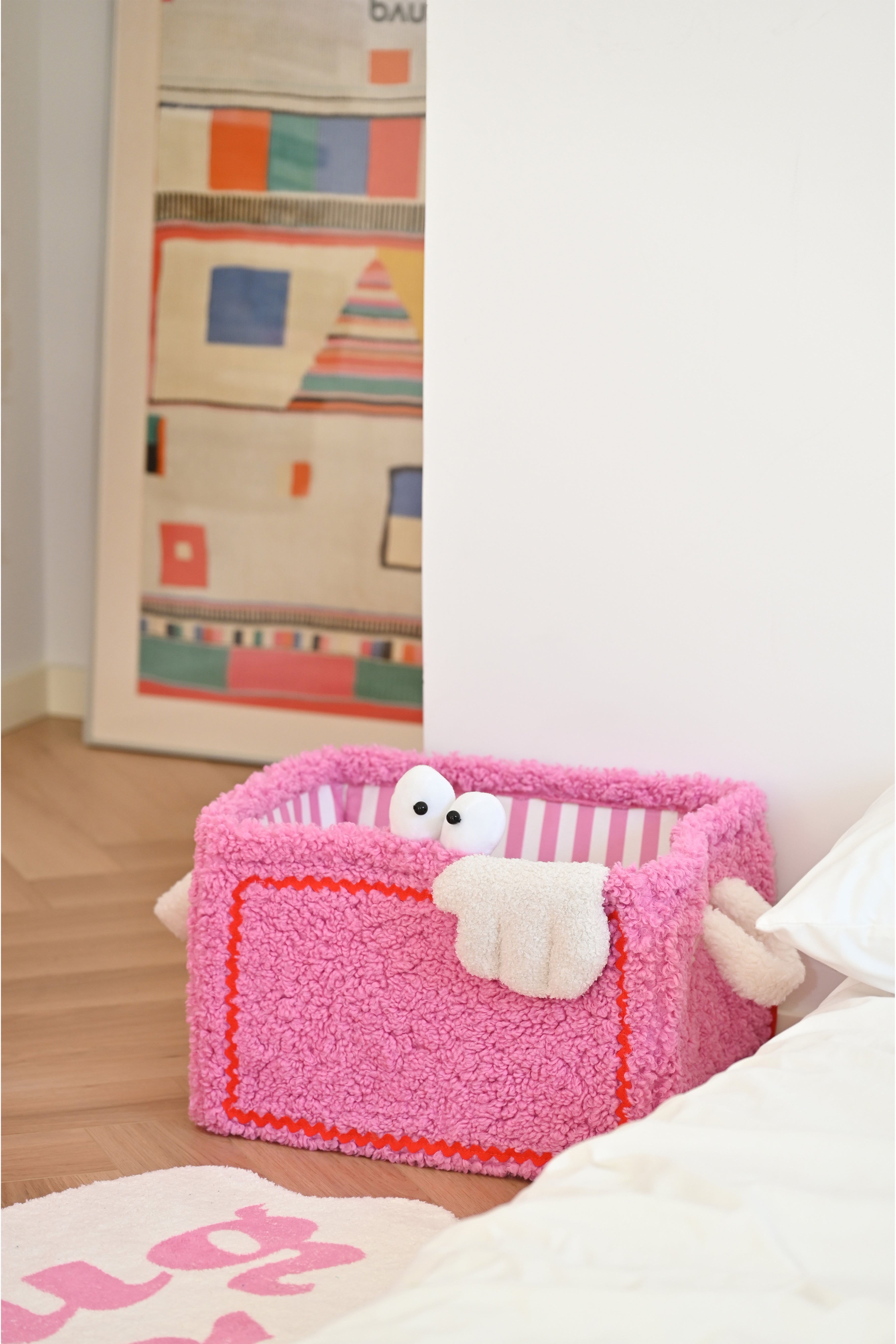 Pink Fluffy Monster Storage Basket