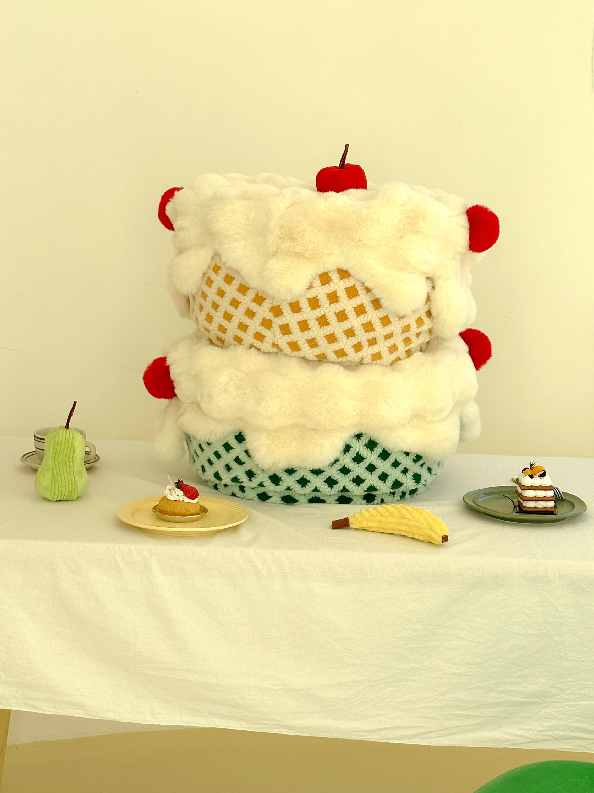 Cream Furry Bunny Stool