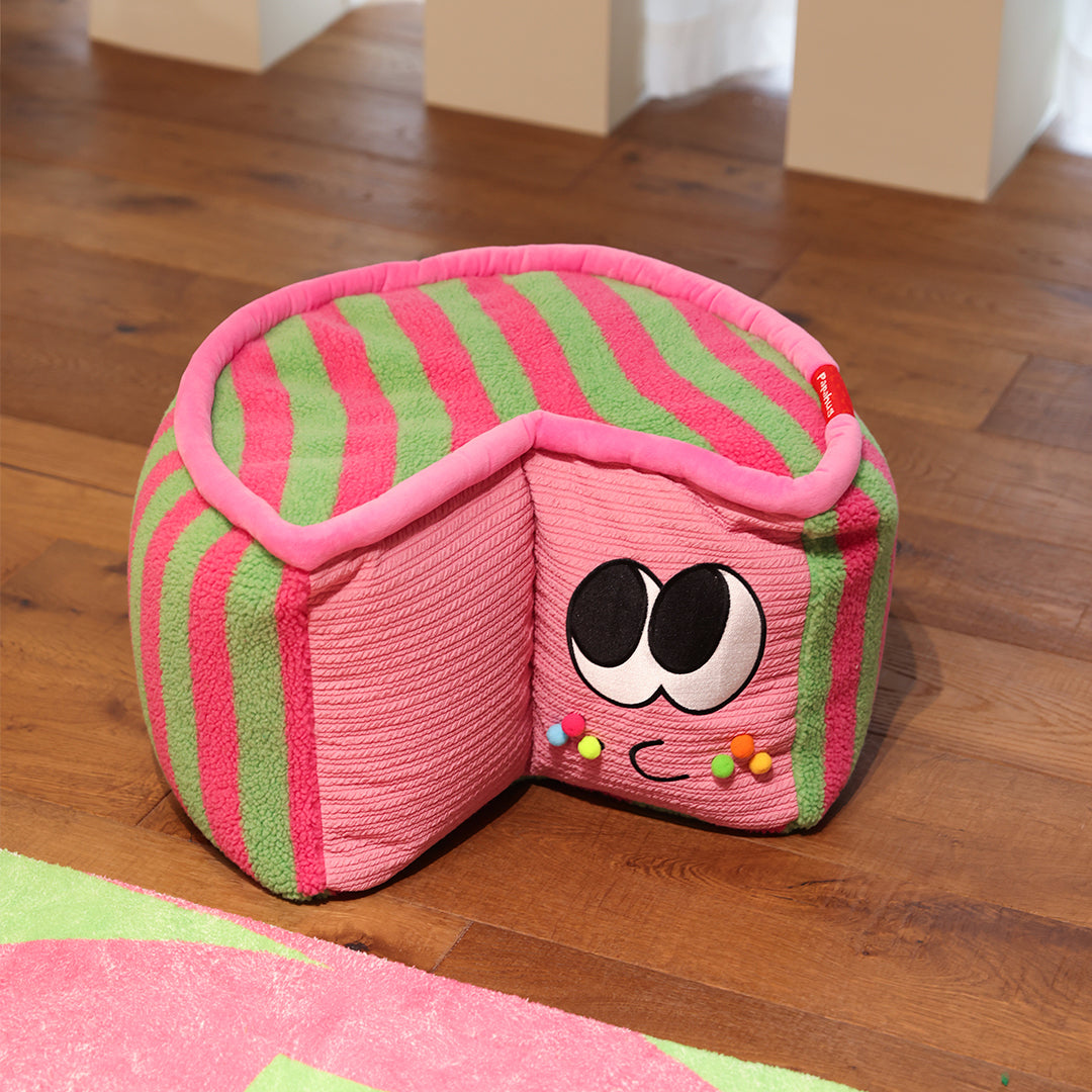 Striped Cupcake Poof Storage Ottoman