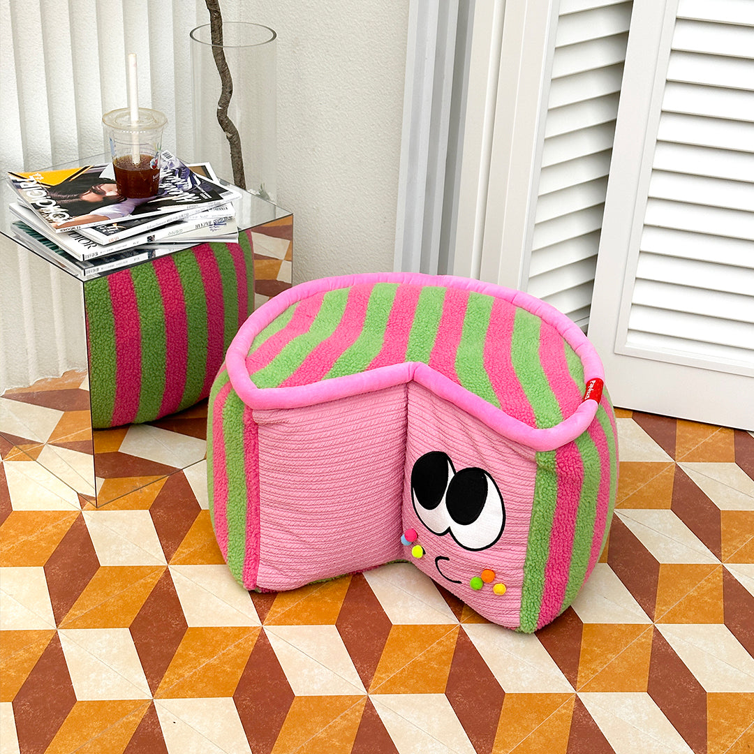 Striped Cupcake Poof Storage Ottoman