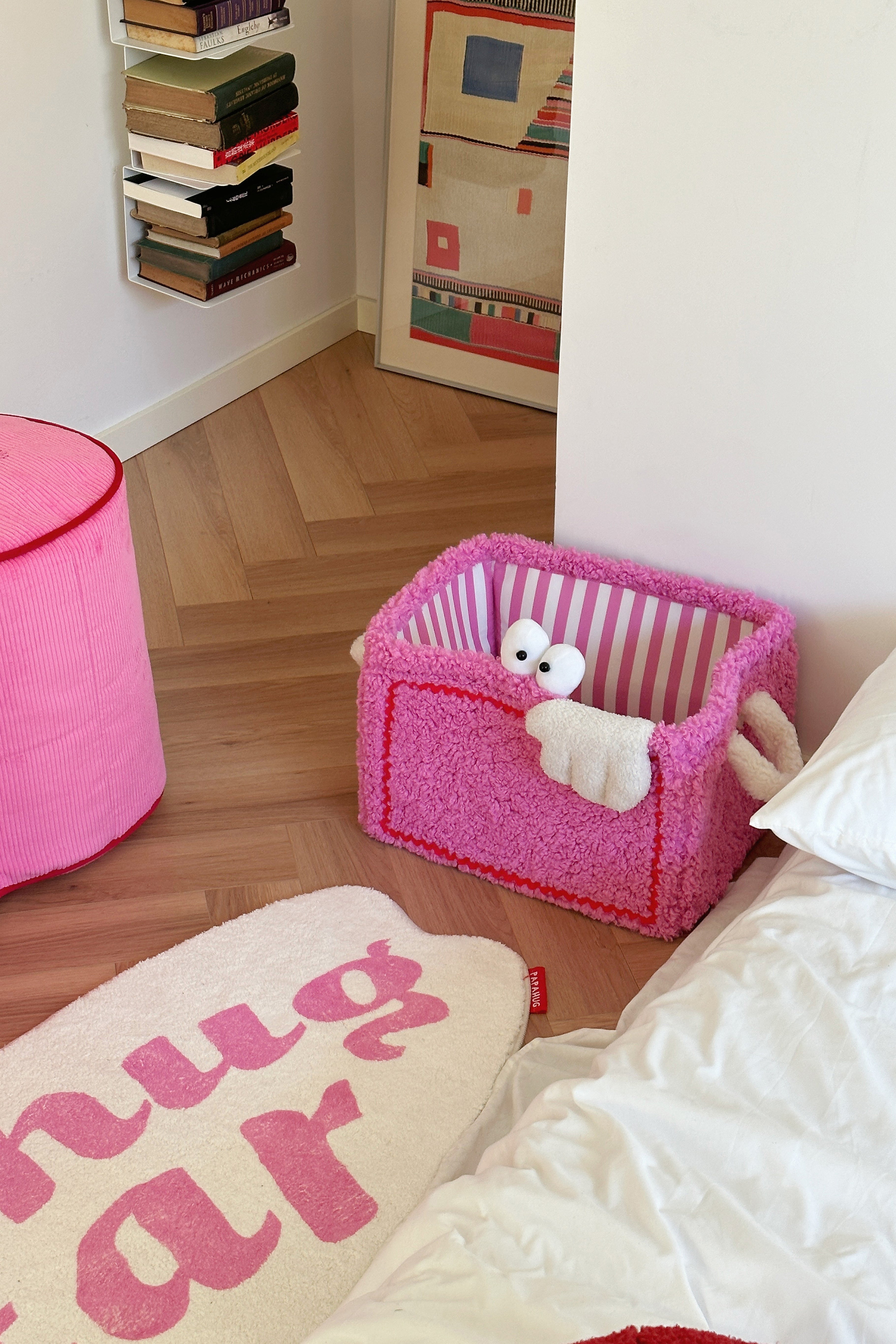 Pink Fluffy Monster Storage Basket