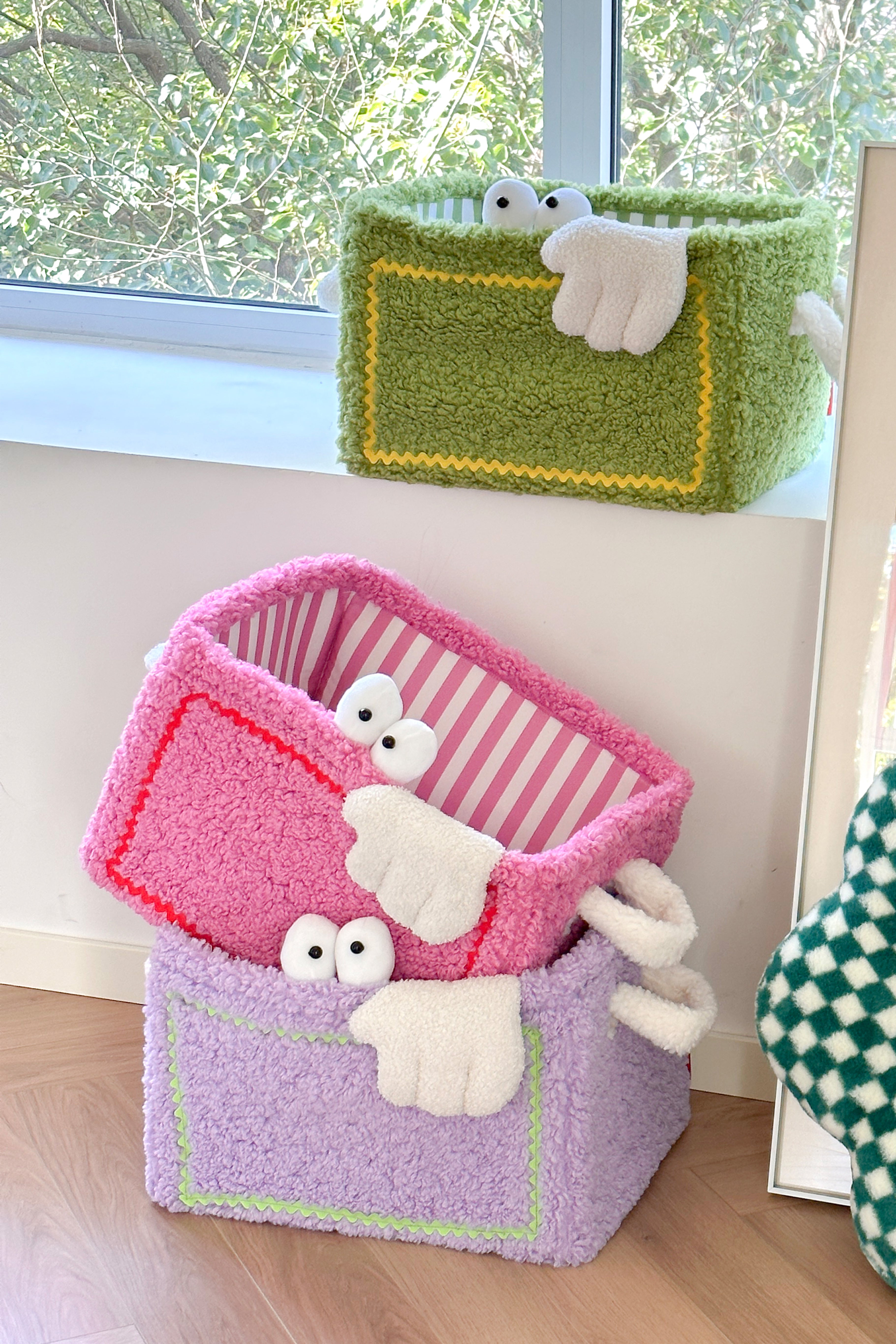 Pink Fluffy Monster Storage Basket