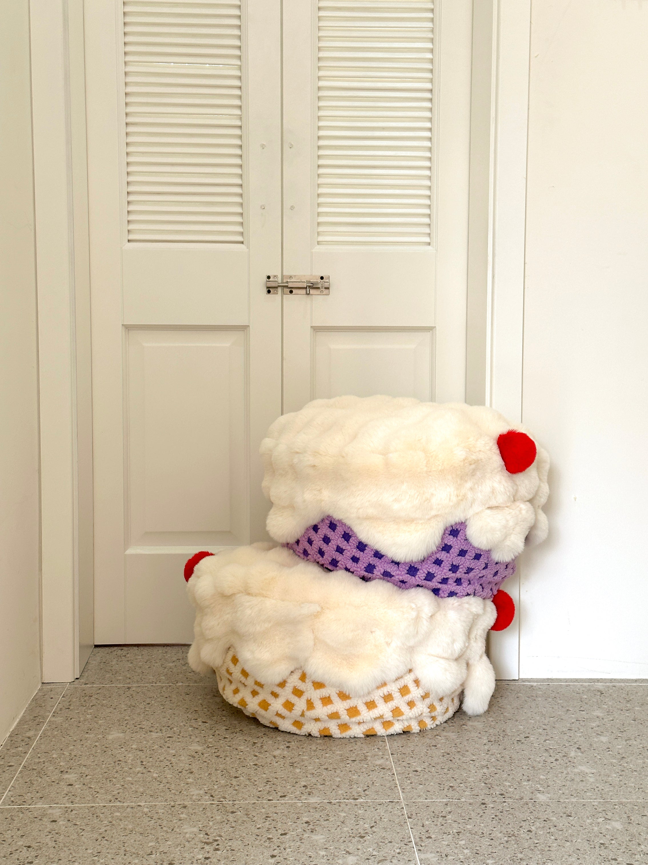 Cream Furry Bunny Stool