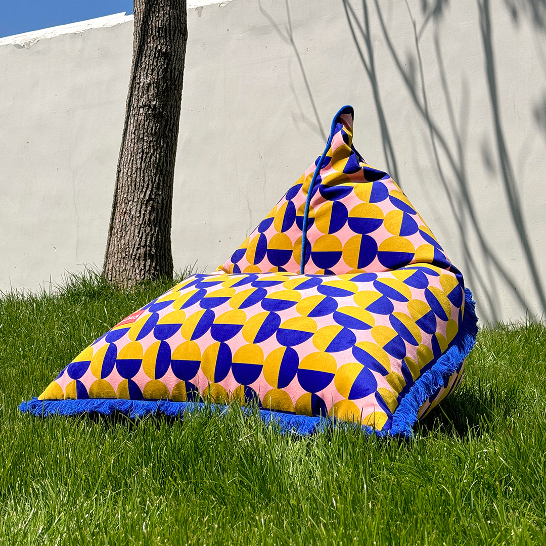 Tasseled Geometric Bean Bag Chair