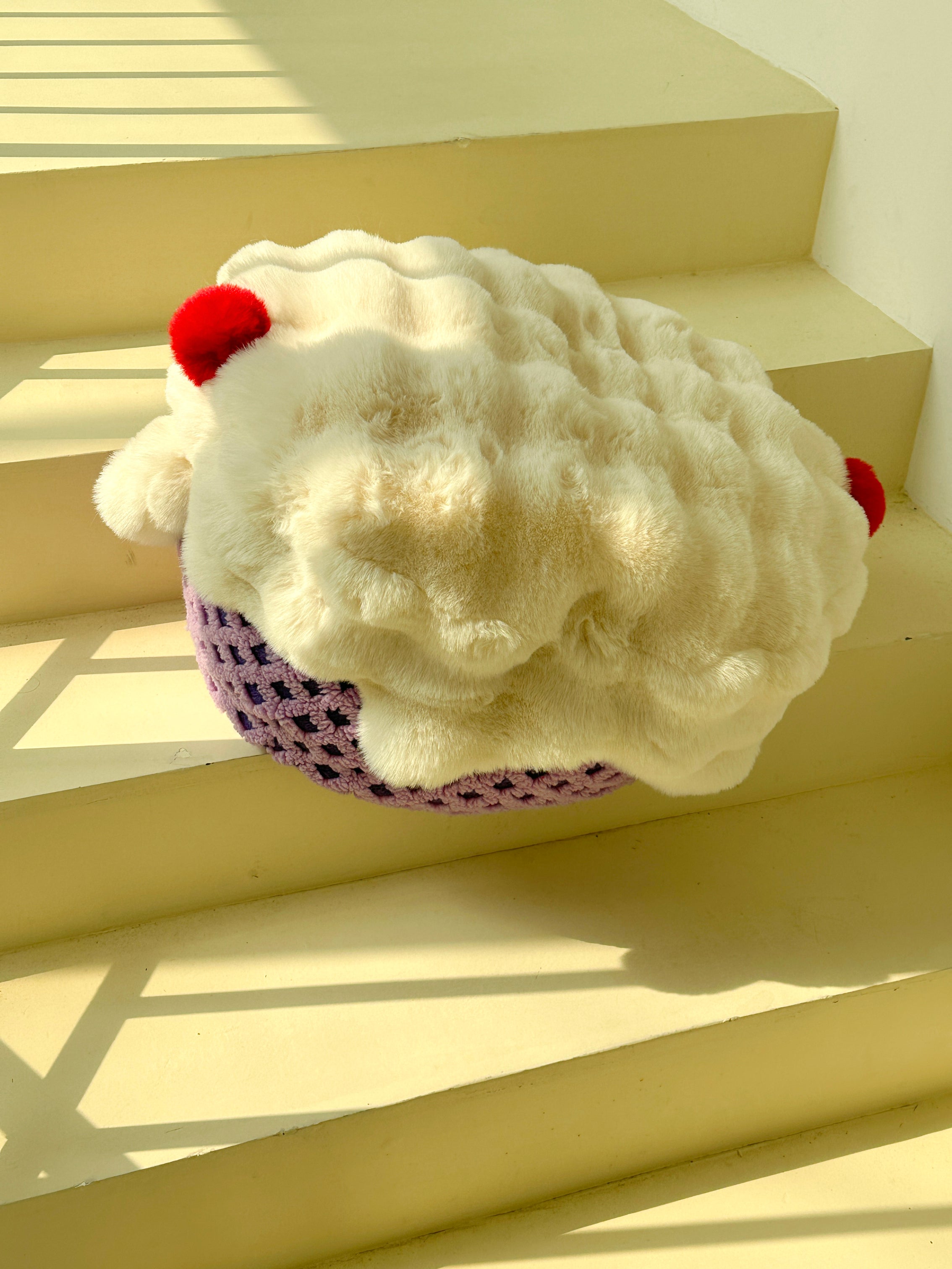 Cream Furry Bunny Stool