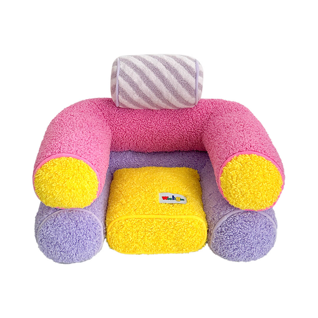 Woo Bolster Dog Bed - Cozy Lamb Fleece & Antibacterial Fiber Pet Chair