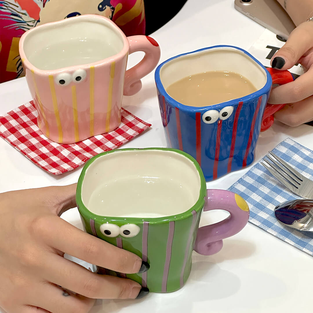 Whimsical Little Monster Ceramic Mugs - Handmade and Fun Drinkware