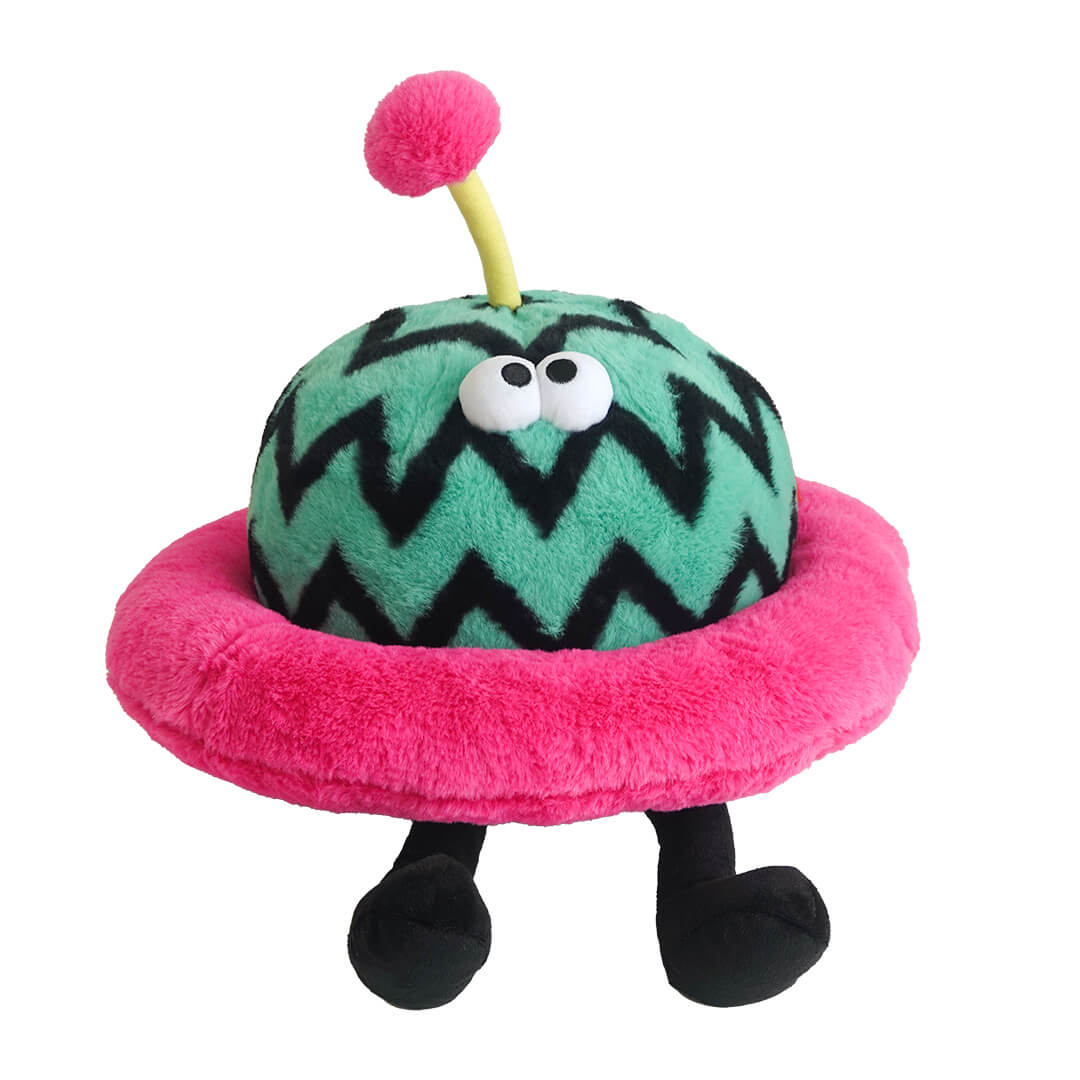 Flying Saucer Elf Lumbar Throw Pillow - Plush Alien Spaceship for Kids