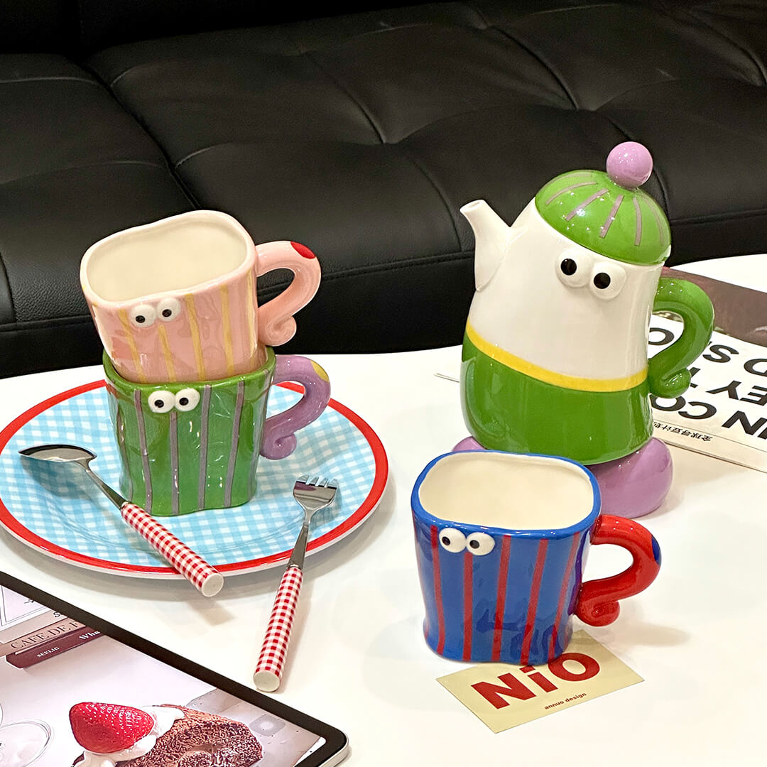 Whimsical Little Monster Ceramic Mugs - Handmade and Fun Drinkware