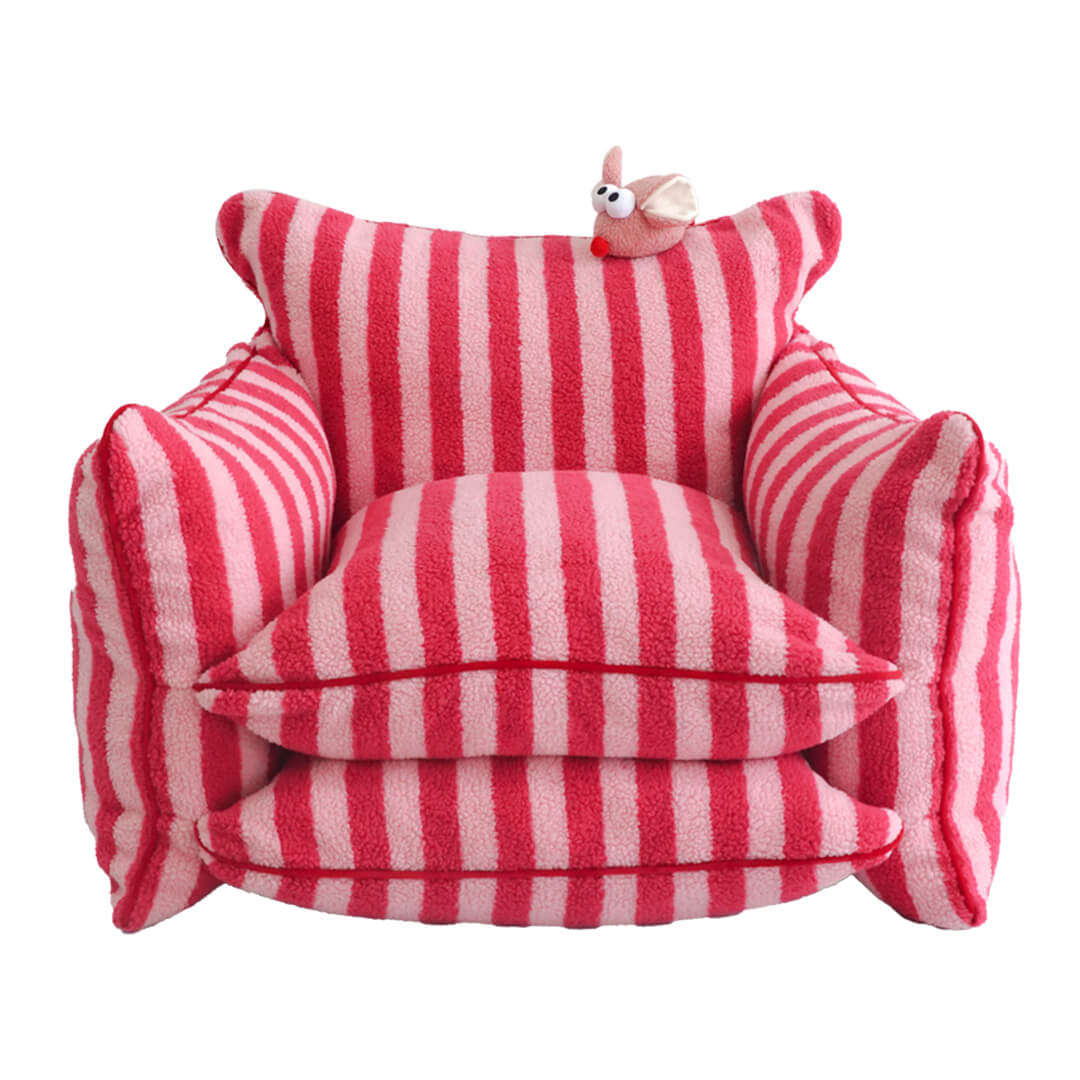 Cozy Stripes Lazy Sofa Chair: Plush & Washable Lounger for Kids & Adults