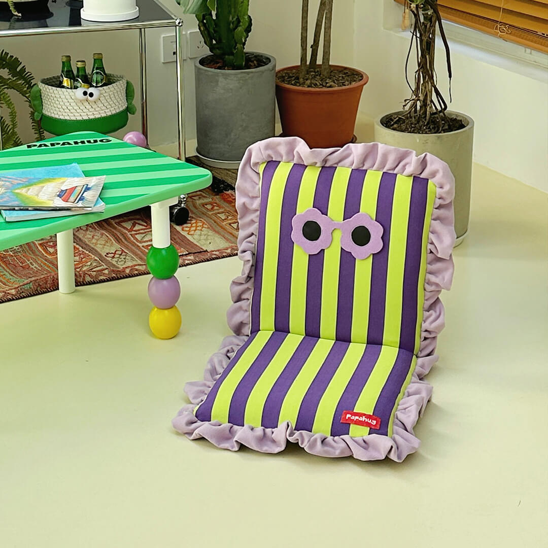 Vibrant Floor Recliner Chair - Adjustable & Foldable with Striped Cushion